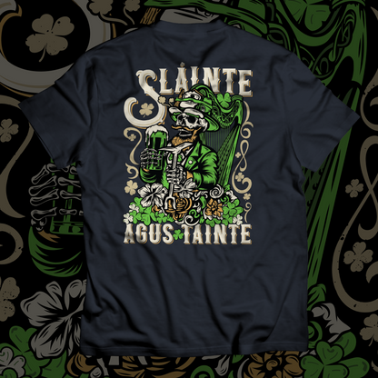 "Slainte Agus Tainte" Cheers to Health and Wealth New Navy Short Sleeve Shirt