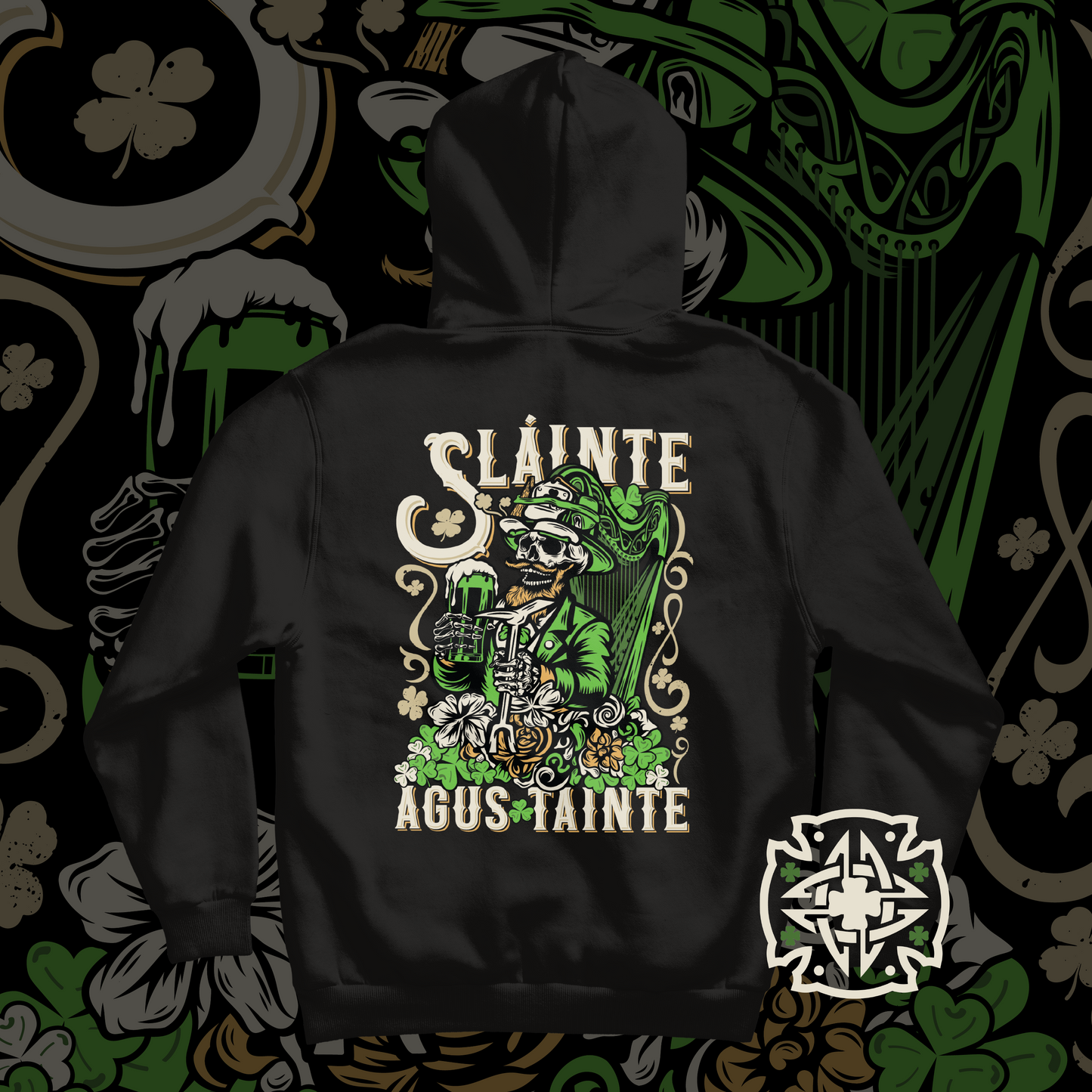 "Slainte Agus Tainte" Cheers to Health and Wealth Black Hoodie