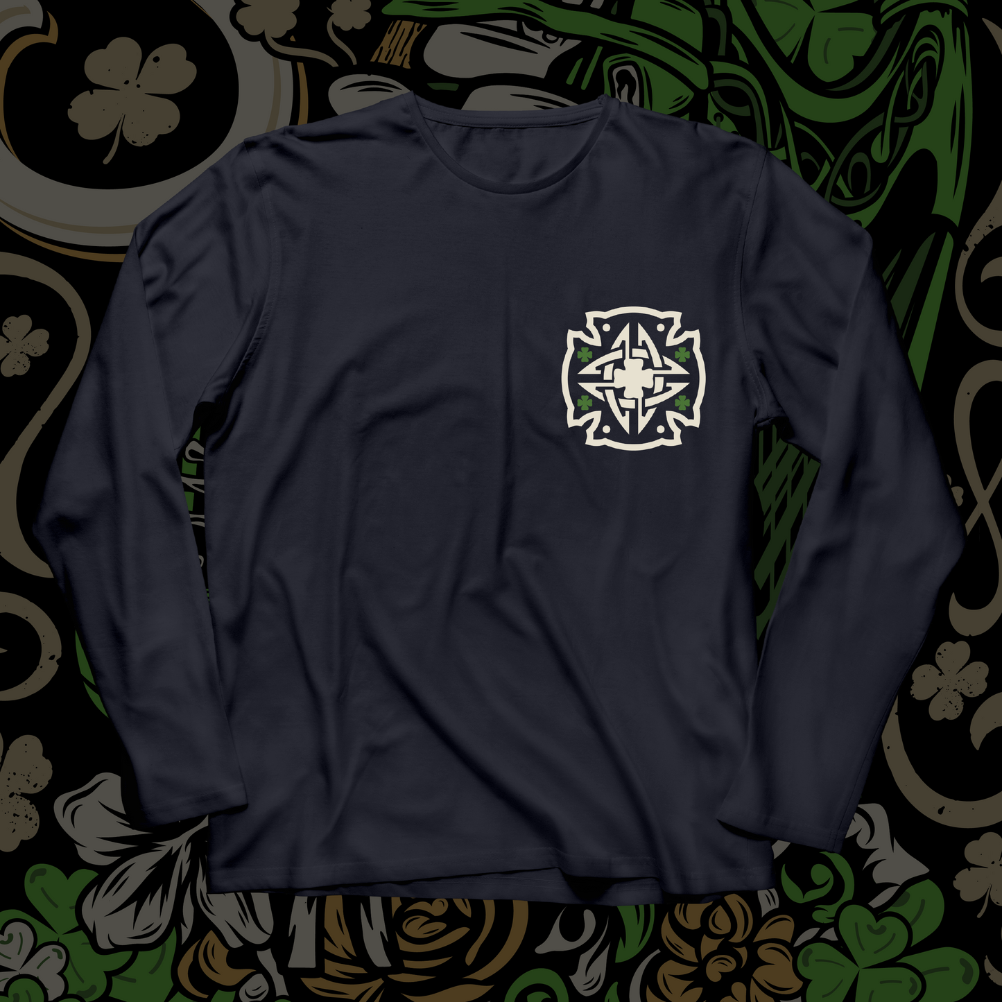 "Slainte Agus Tainte"Cheers to Health and Wealth New Navy Long Sleeve Shirt
