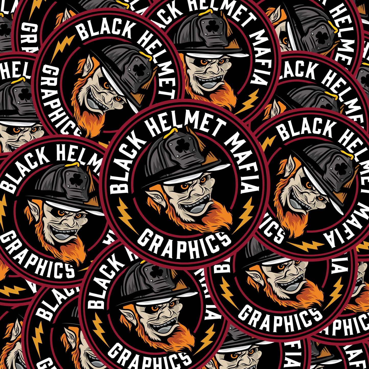 Black Helmet Mafia Logo With Character Sticker