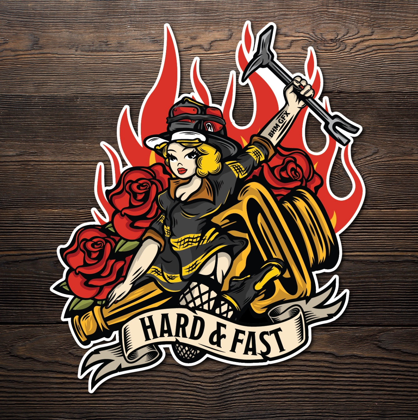 Hard & Fast Large Sticker – Black Helmet Mafia Graphics